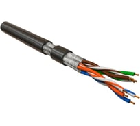 Кабель Hyperline UFTP4-C6-P26-IN-LSZH-BK-500 500 м, витая пара, экранированная U/FTP, категория 6, 4 пары (26 AWG), многожильный (patch), каждая пара в фольге, LSZH, черный 445082