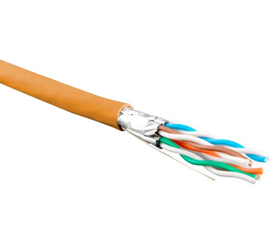 Кабель Hyperline UFTP4-C6-S23-IN-LSZH-OR-500 500 м, витая пара, экранированная, U/FTP, кат. 6, 4 пары (23 AWG), одножил. (solid), кажд.пара в фольге, LSZH, нг(А)-HF, –20C–+60C, оранжевый-гарантия: 15 лет компон., 25 лет системная 445092