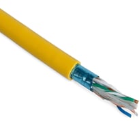 Кабель Hyperline FUTP4-C5E-P26-IN-PVC-YL-100 100 м, витая пара, экранированная F/UTP, категории 5e, 4 пары (26 AWG), многожильный (patch), экран - фольга, PVC, –20C – +75C, желтый 445015