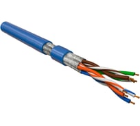 Кабель Hyperline UFTP4-C6-P26-IN-LSZH-BL-500 500 м, витая пара, экранированная U/FTP, категория 6, 4 пары (26 AWG), многожильный (patch), каждая пара в фольге, LSZH, синий 445083