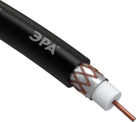 Коаксиальный кабель ЭРА RG6U, 75 Ом, Cu/, PE, цвет черный Б0044605