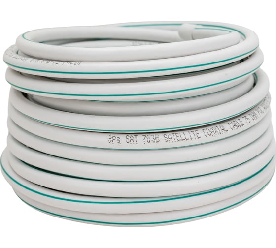 Коаксиальный кабель ЭРА SAT 703 B, 75 Ом, Cu/(оплётка Cu 75), PVC, цвет белый, бухта 10 м Б0044613
