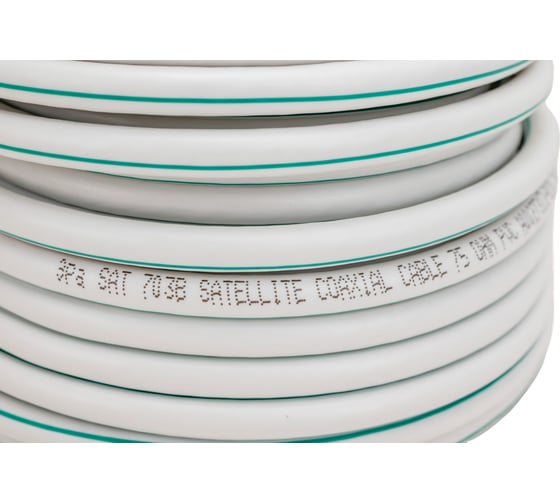 Коаксиальный кабель ЭРА SAT 703 B, 75 Ом, Cu/(оплётка Cu 75), PVC, цвет белый, бухта 10 м Б0044613