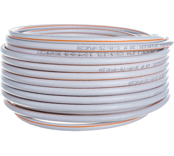 Коаксиальный кабель ЭРА SAT 50 М, 75 Ом, Cu/(оплётка Cu 75), PVC, цвет белый, бухта 20 м, Б0044619