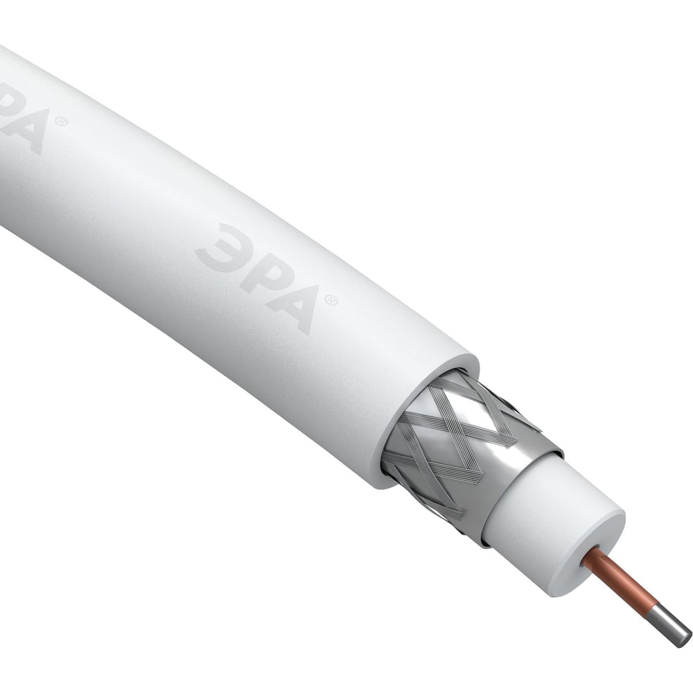 Коаксиальный кабель ЭРА 3С2V, 75 Ом, CCS/, PVC, цвет белый Б0044602 ...