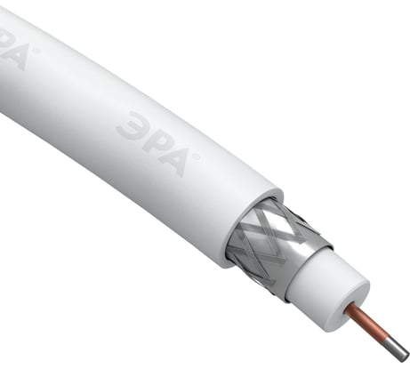 Коаксиальный кабель ЭРА RG6U, 75 Ом, CCS/, PVC, цвет белый Б0044599