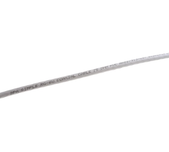 Коаксиальный кабель ЭРА RG6U, 75 Ом, CCS/, PVC, цвет белый Б0044599