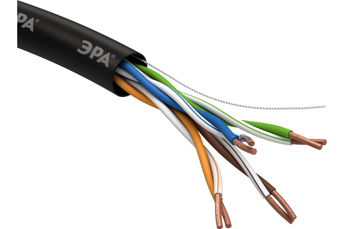 Кабель ЭРА витая пара U/UTP 4x2x24AWG Cat 5e CU PE OUTDOOR 305м ...