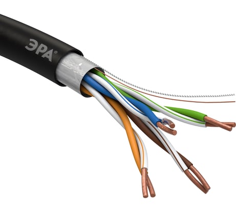 Кабель ЭРА витая пара F/UTP Cat5e 4x2x24 AWG CU PE OUTDOOR 305м Б0044689