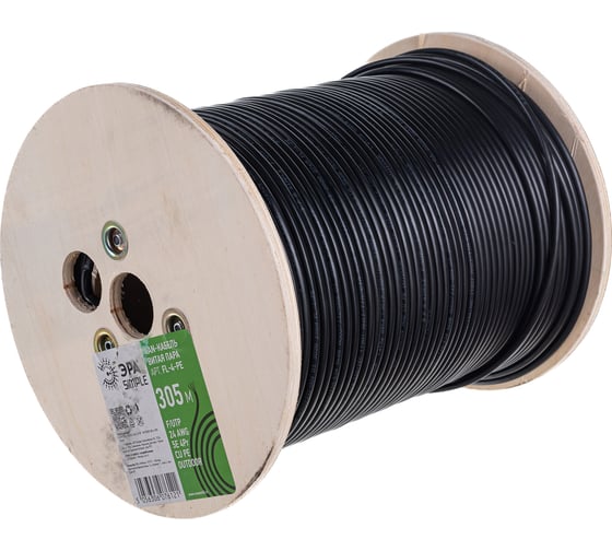 Кабель ЭРА витая пара F/UTP 4x2x24AWG Cat5e CU PE OUTDOOR 305м SIMPLE Б0044686