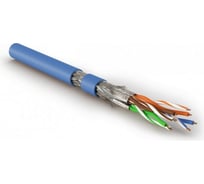 Кабель витая пара Hyperline экранированный s/ftp, общий экран оплетка, каждая пара в фольге, категория 8.1 (класс i, 2000mhz), 4 пары 23 awg, 4x2х0,58 мм, однопров.жилы, lszh, нг(а)-hf, внутр.-40c – +80c, синий 445170