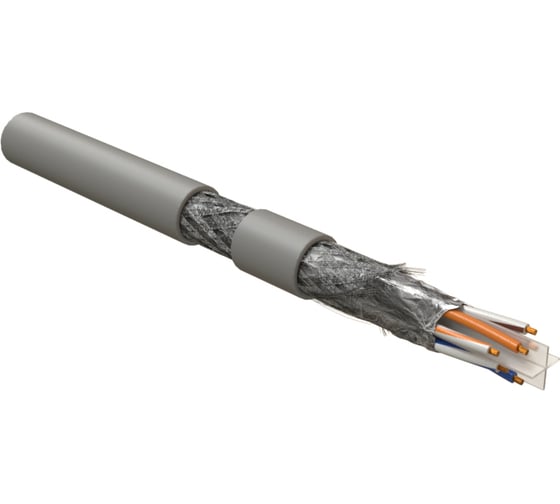 Кабель для сетей Hyperline industrial ethernet, категория 6, 4x2x24 awg (19x0.12 мм), многопроволочные жилы (patch), sf/utp, pu, серый 444049
