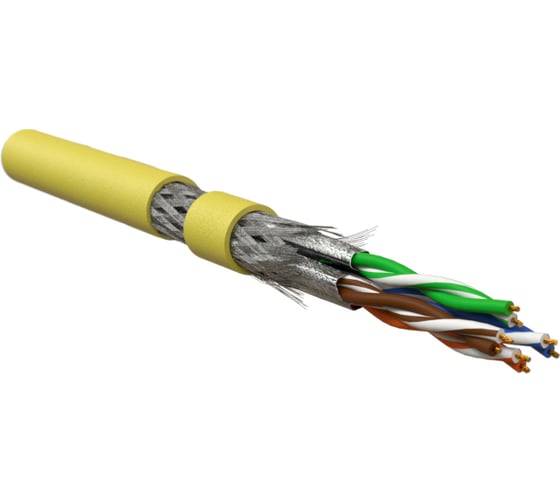 Кабель для сетей Hyperline industrial ethernet, категория 7, 4x2x26 awg, многопроволочные жилы (patch), s/ftp, pvc, желтый 444011