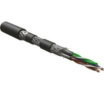 Кабель для сетей Hyperline industrial ethernet, категория 7a, 4x2x23 awg, многопроволочные жилы (patch), s/ftp, бронированный, shf1/shf1, черный 444063