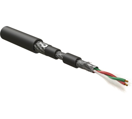 Кабель для шины Hyperline profibus-dp, 1x2x22 awg, многопроволочные жилы (patch), sf/utp, бронированный, shf1/shf1, черный 444095 1