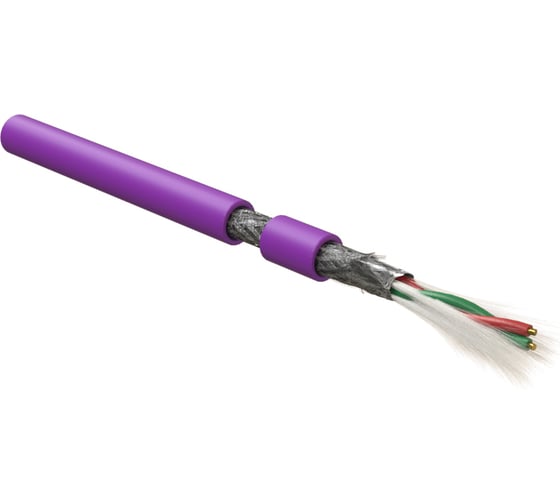 Кабель для шины Hyperline profibus-dp, 1x2x22 awg, однопроволочные жилы (solid), sf/utp, pu, фиолетовый 444087