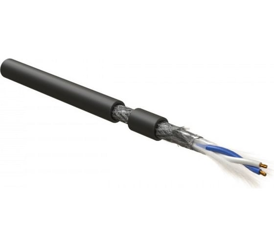 Кабель интерфейса Hyperline rs-485, экранированный sf/utp, 1 пара 22 awg, 1x2х0,74 мм, многопроволочные жилы (patch) 7x0.254 мм, pvc, -40c - +80c, черный 521593