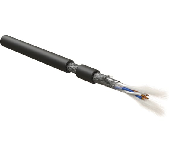 Кабель интерфейса Hyperline rs-485, экранированный sf/utp, 2 пары 24 awg, 2x2х0,61 мм, многопроволочные жилы (patch) 7x0.20 мм, pvc, -40c - +80c, черный 520028