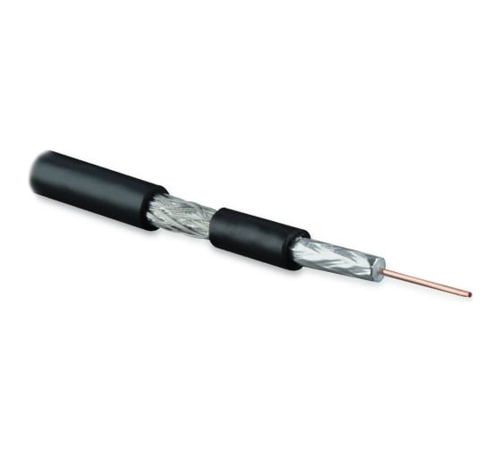 Кабель коаксиальный Hyperline COAX-RG59-500 RG-59, 75 Ом, жила - 20 AWG, PVC, внешний диаметр 6.0мм, черный (бухта 500 м) 49122