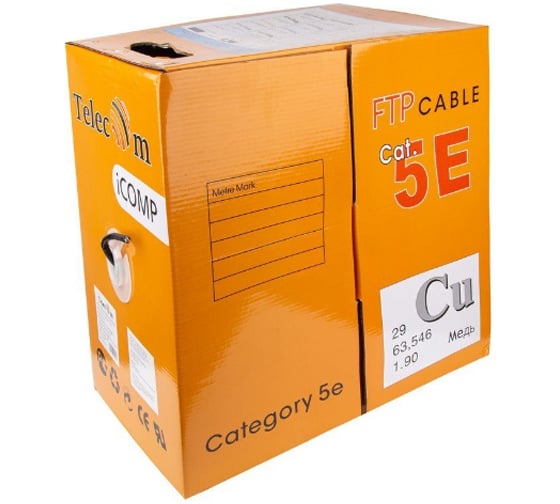 Кабель Telecom CU FTP 4 пары, категория 5e, внешний, 90м fluke test, бухта 305м FTP4-TC1200C5EP-CU-OS