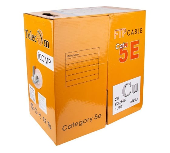 Кабель Telecom CU FTP пары категории 5e, 90м fluke test/бухта 305м FTP4-TC1200C5EP-CU-IS