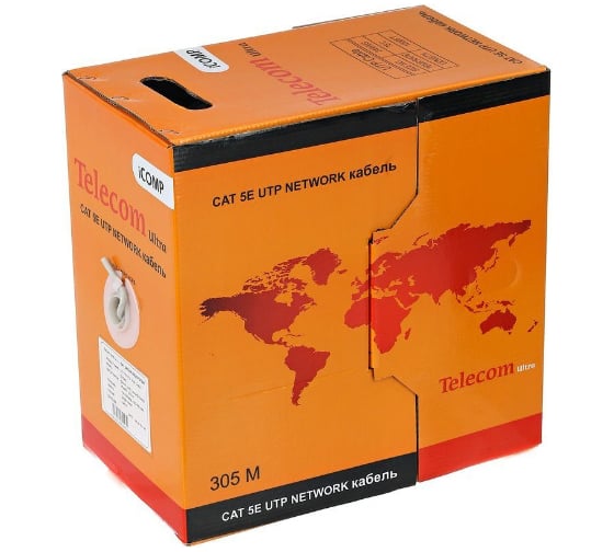 Кабель Telecom Ultra Base UTP 4 пары, категория 5е, медь, бухта 305 м, 1000FT p/n: CU544