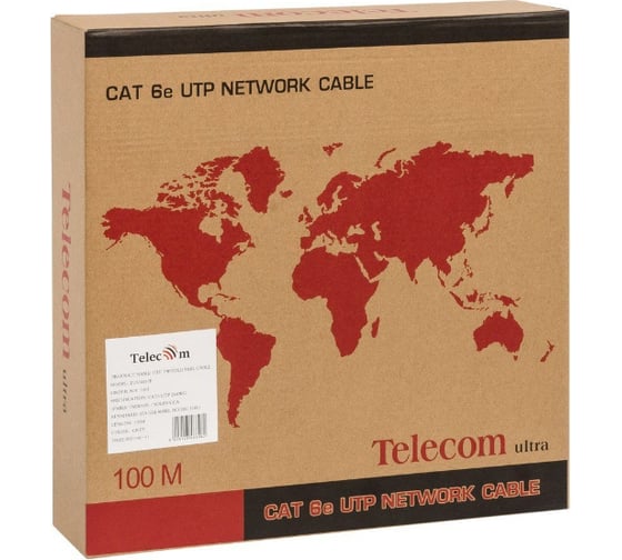 Кабель Telecom Ultra UTP 4 пары, категория 6, бухта 100м, p/n: TU634157