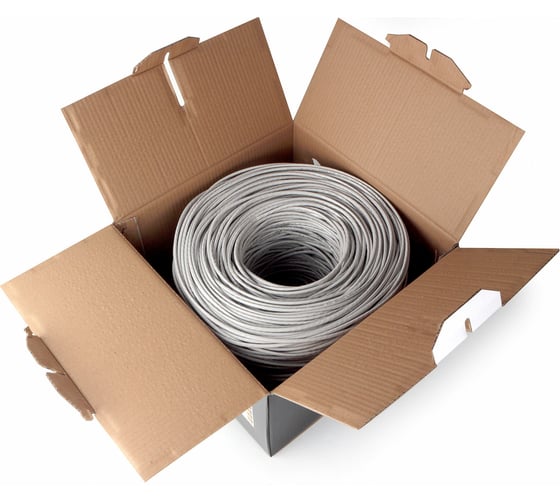 Кабель Cablexpert UTP indoor 4x2x(7 *0.18), медный, кат.5е, многож., 305м, box, серый, UPC-5004E