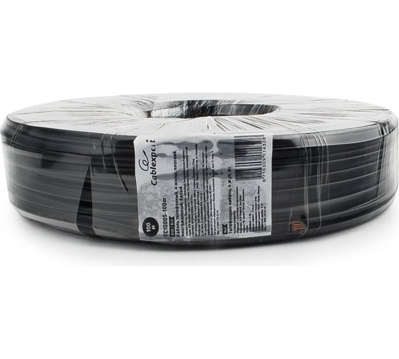Телефонный кабель Cablexpert  4 жилы, плоский, многожильный, 100 м, черный TC1000S/bl-100m