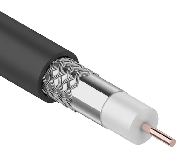 Коаксиальный кабель PROCONNECT RG-6U, 75 Ом, CCS/Al/Al, 48%, бухта 100 м, черный OUTDOOR 01-2205-1 1