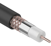 Коаксиальный кабель REXANT RG-6U+Cu, 75 Ом, Cu/Al/Cu, 64%, бухта 305 м, черный OUTDOOR 01-2232