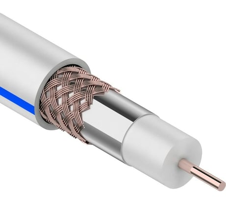 Коаксиальный кабель REXANT DG 113 Cu/Al/Cu 75 процентов 75 Ом бухта 100 м белый 01-2471