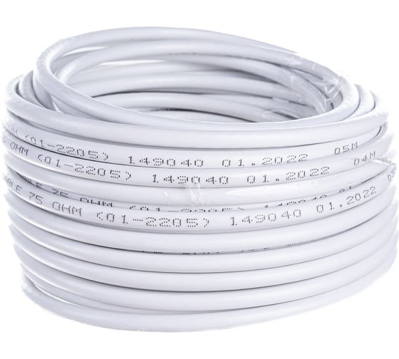 Коаксиальный кабель PROCONNECT RG-6U, 75 Ом, CCS/Al/Al, 48%, бухта 20 м, белый 01-2205-20