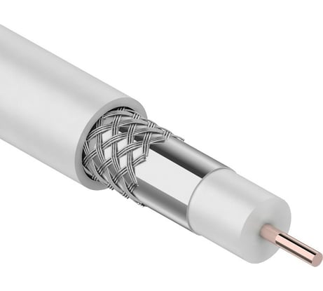 Коаксиальный кабель PROCONNECT LIGHT RG-6U, 75 Ом, CCS/Al/Al, 32%, бухта 100 м, белый 01-2251