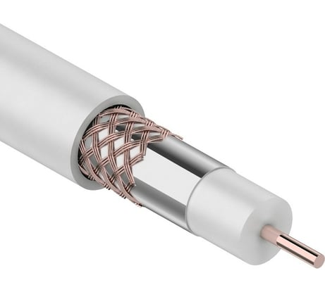 Коаксиальный кабель REXANT RG-6U+Cu 75 Ом Cu/Al/Cu 64 процента 305 м белый 01-2231
