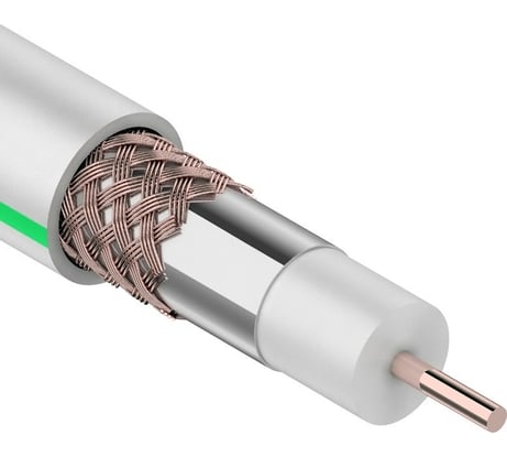 Коаксиальный кабель SAT 703 B, Cu/Al/Cu, 64 процента, 75 Ом, бухта 100 м, белый PROCONNECT 01-2431-6