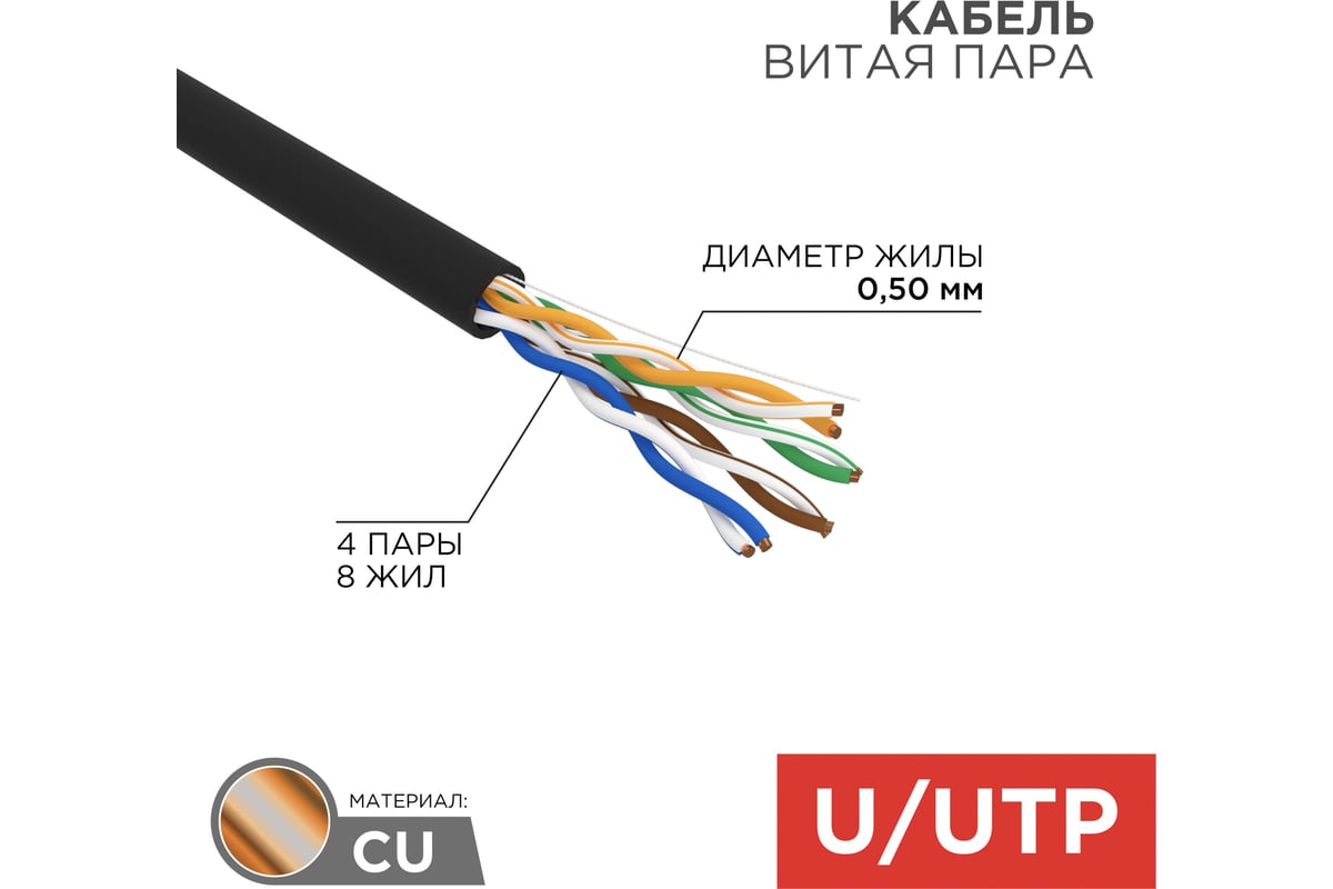 Кабель REXANT UTP 4PR 24AWG CAT5e