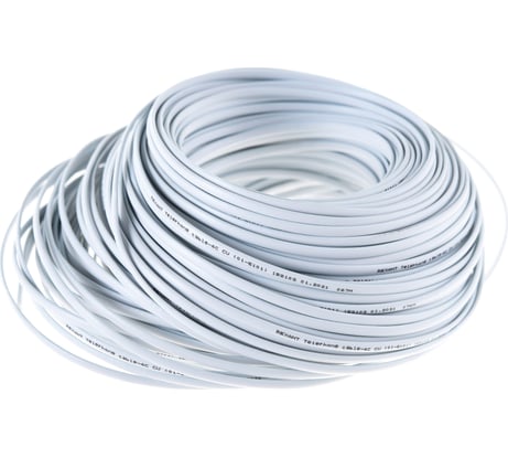 Телефонный кабель REXANT ШТЛП 4 жилы Cu, белый, бухта 100м 01-5101