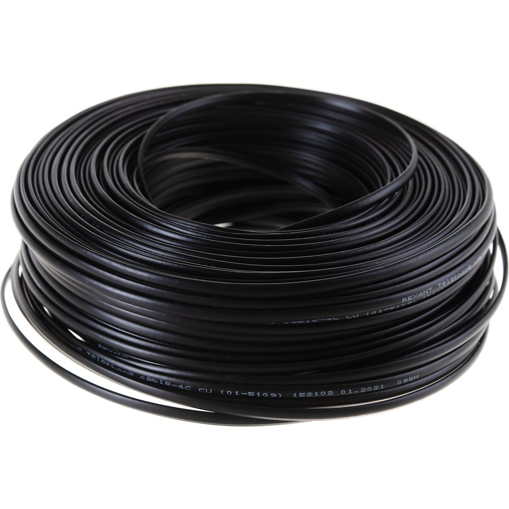 Телефонный кабель REXANT ШТЛП, 4 жилы Cu, черный, бухта 100м 01-5109 ...