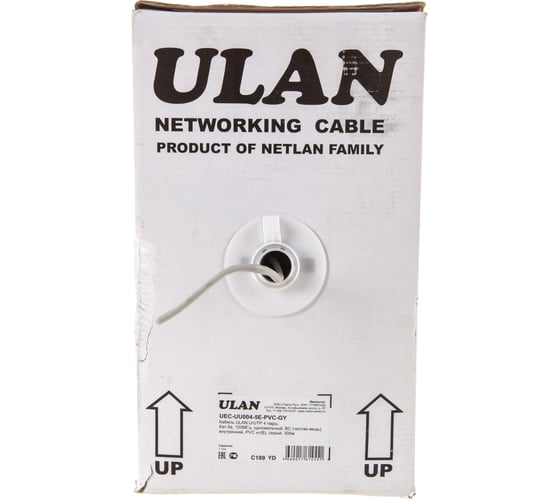 Кабель NETLAN U/UTP 4 пары, категория 5e, внутренний, PVC, серый, 305м UEC-UU004-5E-PVC-GY