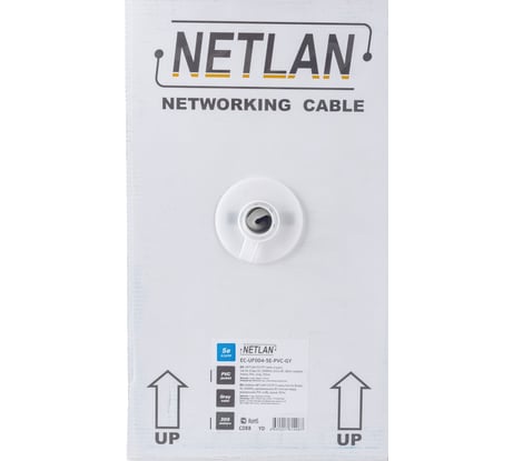 Кабель NETLAN F/UTP 4 пары, категория 5e, внутренний, PVC, серый, 305м EC-UF004-5E-PVC-GY
