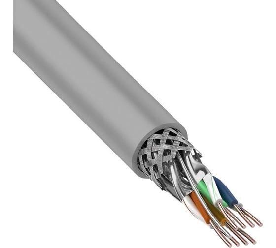 Кабель REXANT витая пара, S/FTP, CAT 7, PVC, 4PR, 23AWG, INDOOR, SOLID, серый, 305 м 01-0542