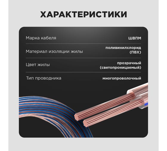 Акустический кабель PROconnect 2х2,00 кв.мм, прозрачный BLUELINE, бухта 100 м 01-6207-6