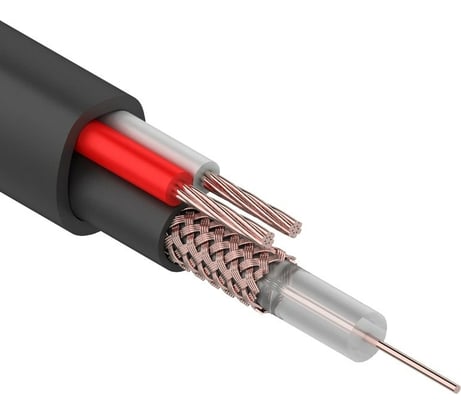 Кабель REXANT КВК-П-1,5+2x0,50 мм2 Cu/Cu черный бухта 200 м 01-4013