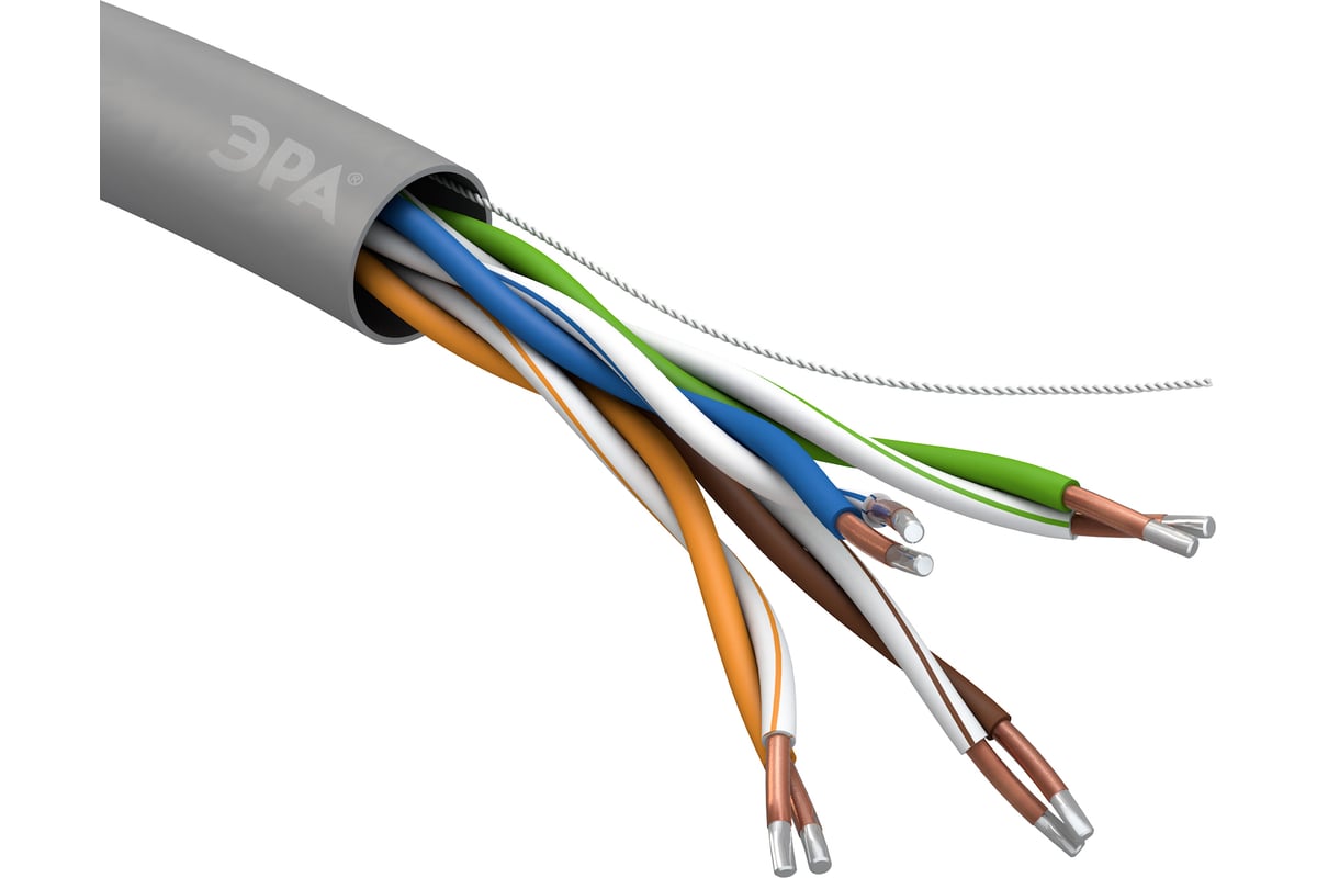 Кабель витая пара ЭРА U/UTP, 4x2x24AWG, Cat5e, CCA, PVC, 50м, SIMPLE, 12/3  Б0044438 - выгодная цена, отзывы, характеристики, фото - купить в Москве и  РФ