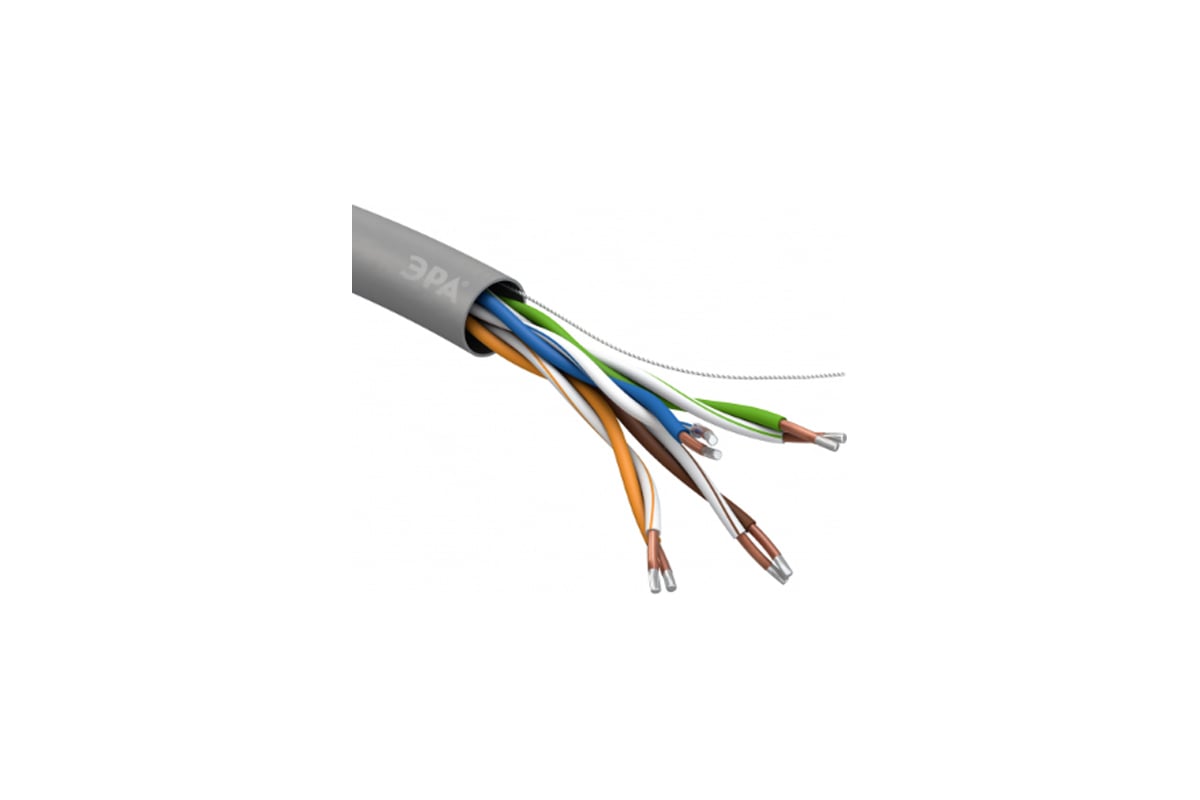 Кабель витая пара ЭРА U/UTP 4x2x24AWG Cat5e CCA PVC 100 м SIMPLE  6/1Б0044439 - выгодная цена, отзывы, характеристики, фото - купить в Москве  и РФ