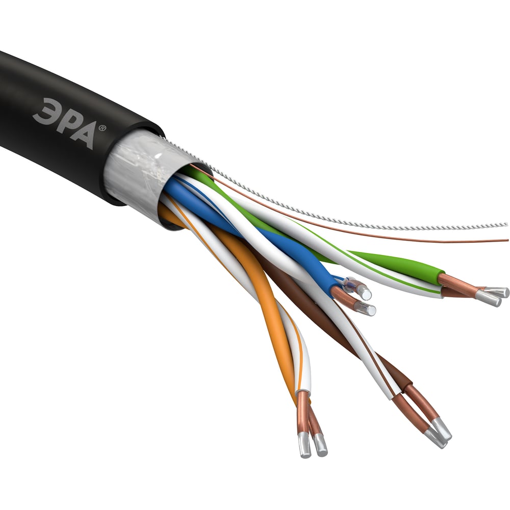 Эра кабель витая пара f/utp 4x2x24awg cat5e cca pe outdoor 305м simple