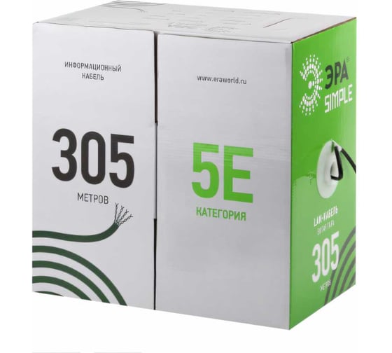 Кабель витая пара ЭРА F/UTP 4x2x24AWG, Cat5e, CCA, PE, OUTDOOR, 305м, SIMPLE Б0044441