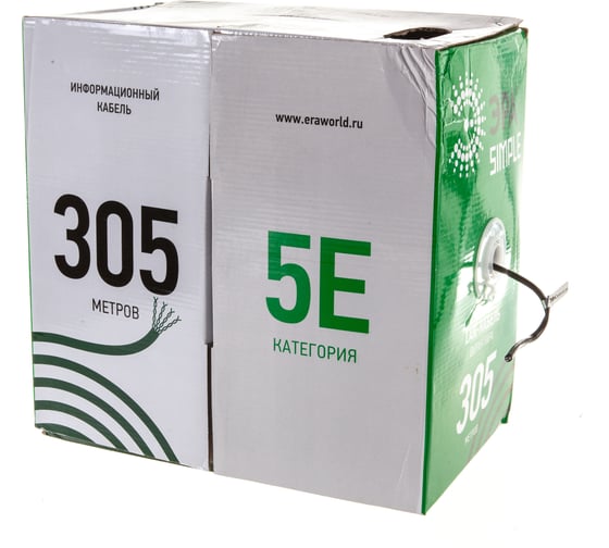 Кабель витая пара ЭРА F/UTP 4x2x24AWG, Cat5e, CCA, PE, OUTDOOR, 305м, SIMPLE Б0044441
