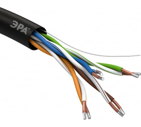 Кабель ЭРА витая пара, U/UTP, 4x2x24AWG, Cat5e, CCA, PE, OUTDOOR, 305м, SIMPLE Б0044436